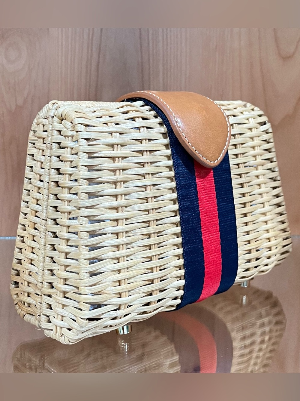 J. McLaughlin Wicker Olivia Clutch Natural Stripe - Picture 3 of 17